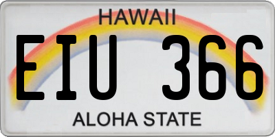 HI license plate EIU366