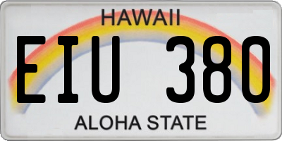 HI license plate EIU380
