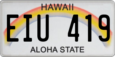 HI license plate EIU419