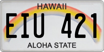 HI license plate EIU421