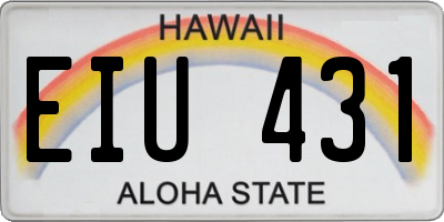 HI license plate EIU431