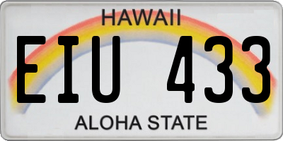 HI license plate EIU433