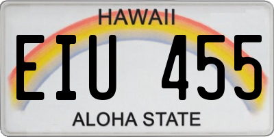 HI license plate EIU455