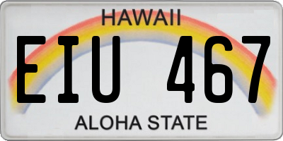 HI license plate EIU467
