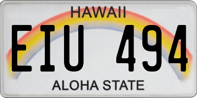 HI license plate EIU494