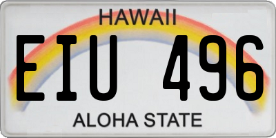 HI license plate EIU496