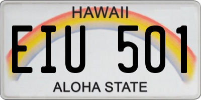 HI license plate EIU501