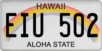 HI license plate EIU502