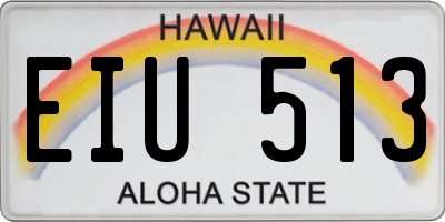 HI license plate EIU513