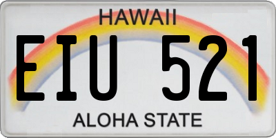 HI license plate EIU521