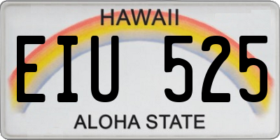 HI license plate EIU525
