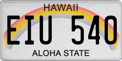 HI license plate EIU540