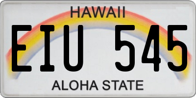 HI license plate EIU545