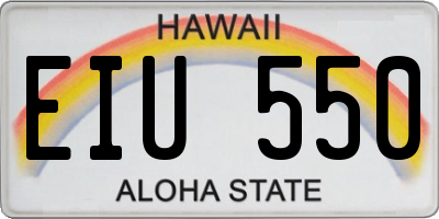 HI license plate EIU550