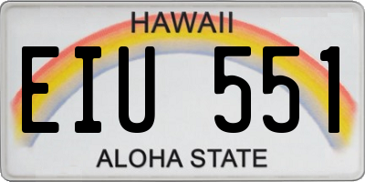 HI license plate EIU551