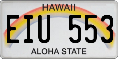 HI license plate EIU553