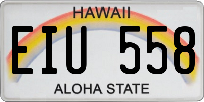 HI license plate EIU558