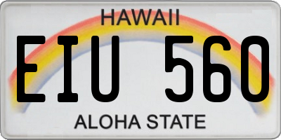 HI license plate EIU560