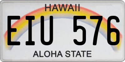 HI license plate EIU576