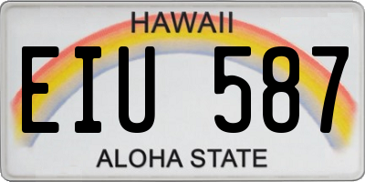 HI license plate EIU587