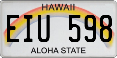 HI license plate EIU598