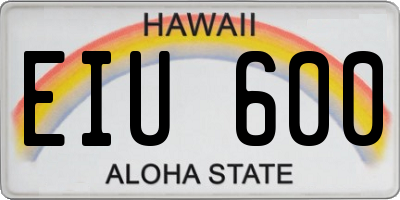 HI license plate EIU600