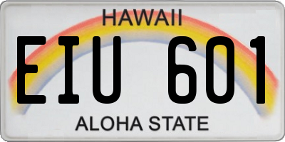 HI license plate EIU601