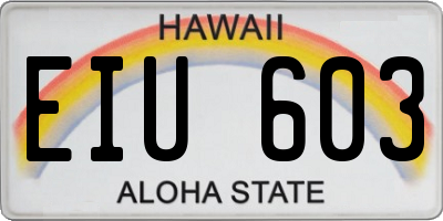 HI license plate EIU603