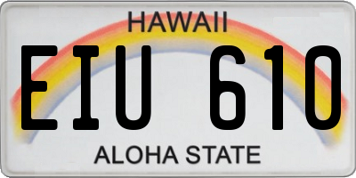 HI license plate EIU610