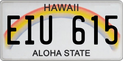 HI license plate EIU615