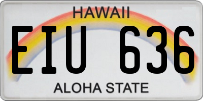 HI license plate EIU636