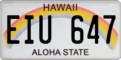 HI license plate EIU647