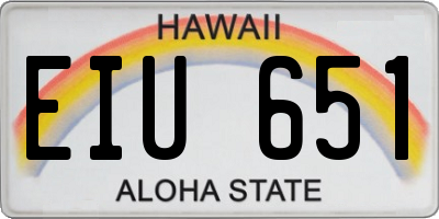 HI license plate EIU651