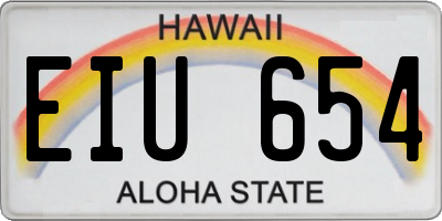 HI license plate EIU654