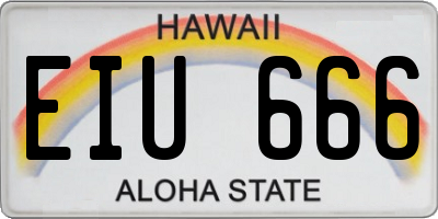 HI license plate EIU666