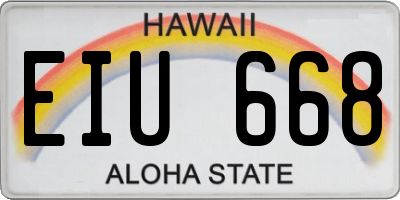 HI license plate EIU668