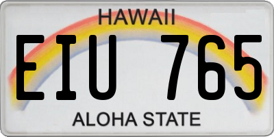 HI license plate EIU765