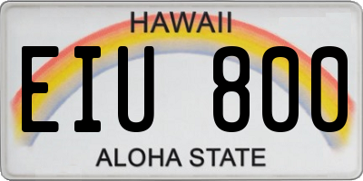 HI license plate EIU800
