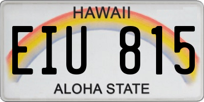 HI license plate EIU815