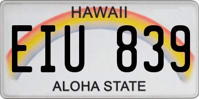 HI license plate EIU839