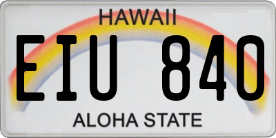 HI license plate EIU840