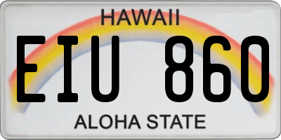 HI license plate EIU860