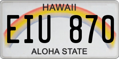 HI license plate EIU870