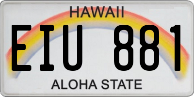 HI license plate EIU881