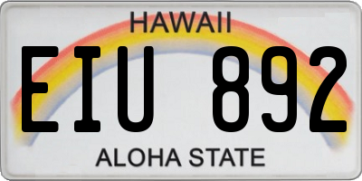 HI license plate EIU892