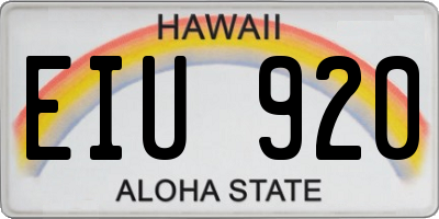 HI license plate EIU920