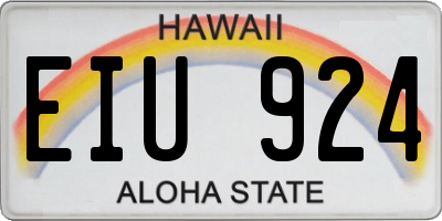 HI license plate EIU924