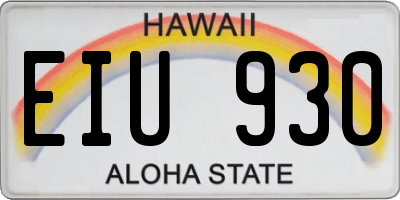 HI license plate EIU930