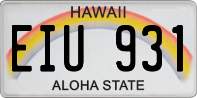 HI license plate EIU931