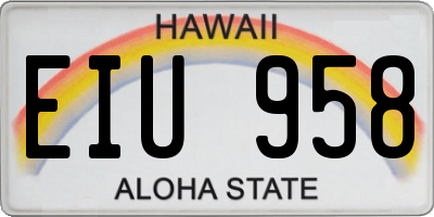 HI license plate EIU958